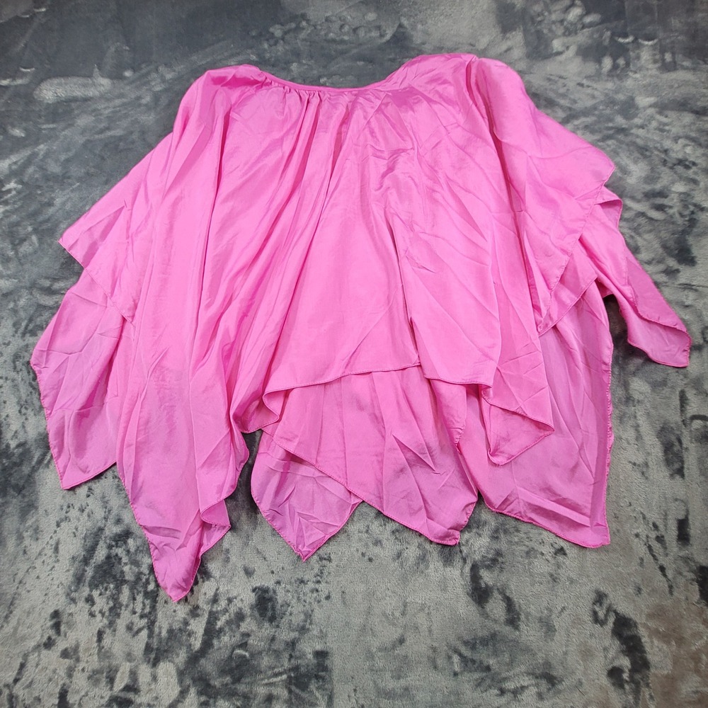 Braja Pink Viscose Poncho Top Tiered Handkerchief Hem One Size New With Tags - Picture 4 of 6